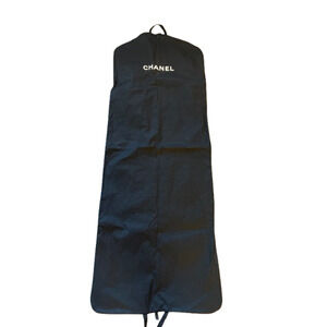 Authentic CHANEL Black Travel Storage Designer Dust Cover Garment Dress Bag